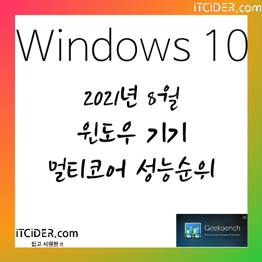 2021년 8월 윈도우 기기 멀티코어 성능 순위 1