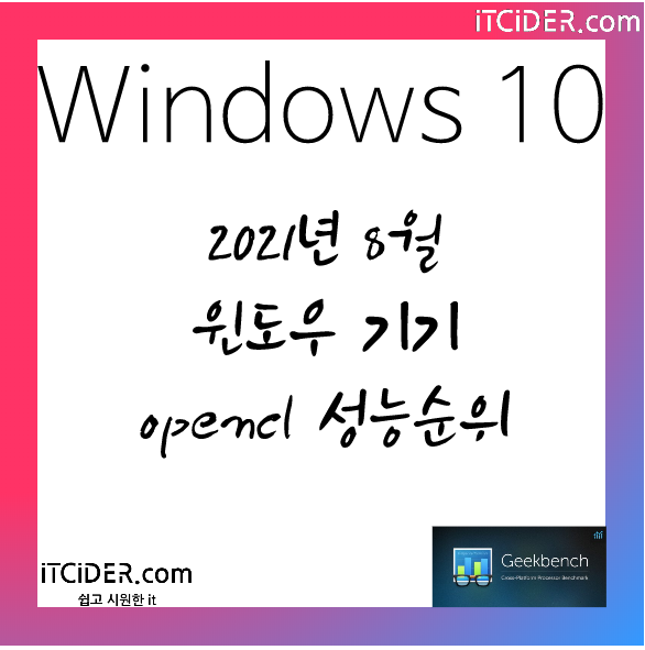2021년 8월 윈도우 기기 그래픽 opencl 성능 순위 1