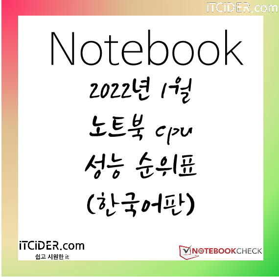 2022년 1월 노트북 cpu 성능 순위표 (한국어판) 1
