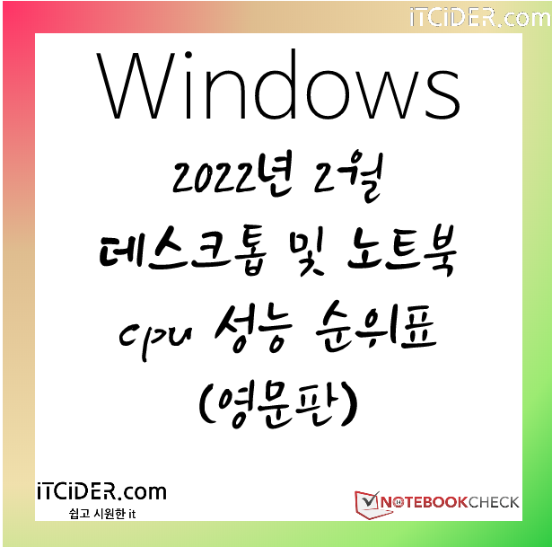 2022년 2월 데스크톱 및 노트북 cpu 성능 순위표 (영문판) 1