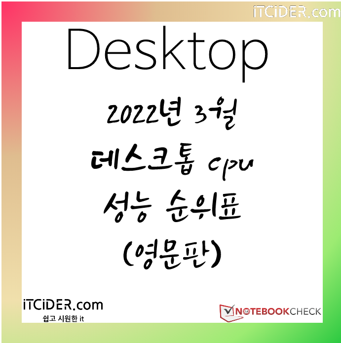 2022년 3월 데스크톱 cpu 성능 순위표 (영문판) 1
