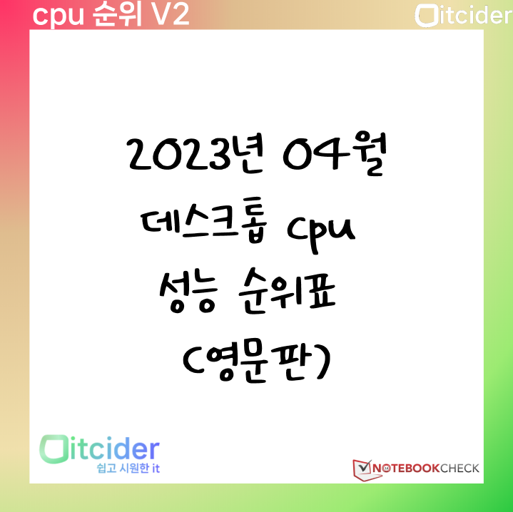 2023년 4월 최신 데스크톱 cpu 성능 순위 (영문판) 1