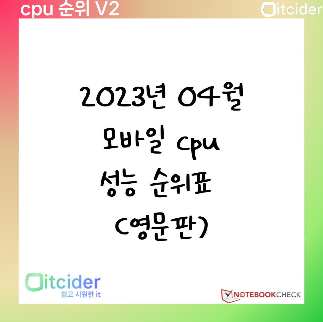 2023년 4월 최신 모바일 cpu 성능 순위 (영문판) 1