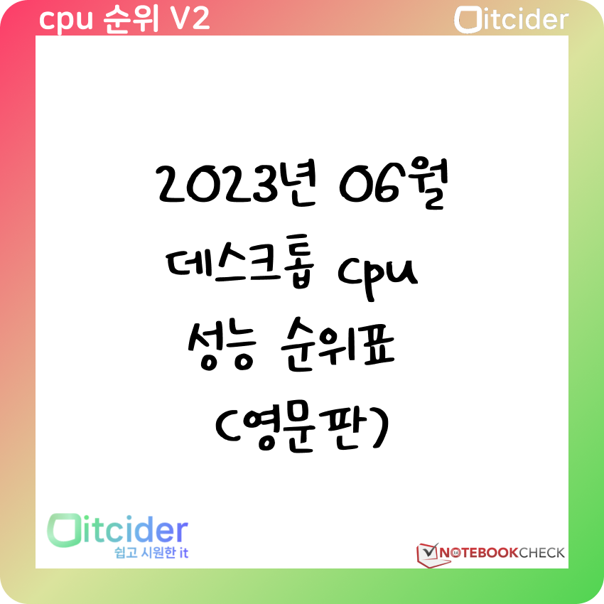 2023년 6월 최신 데스크톱 cpu 성능 순위 (영문판) 1