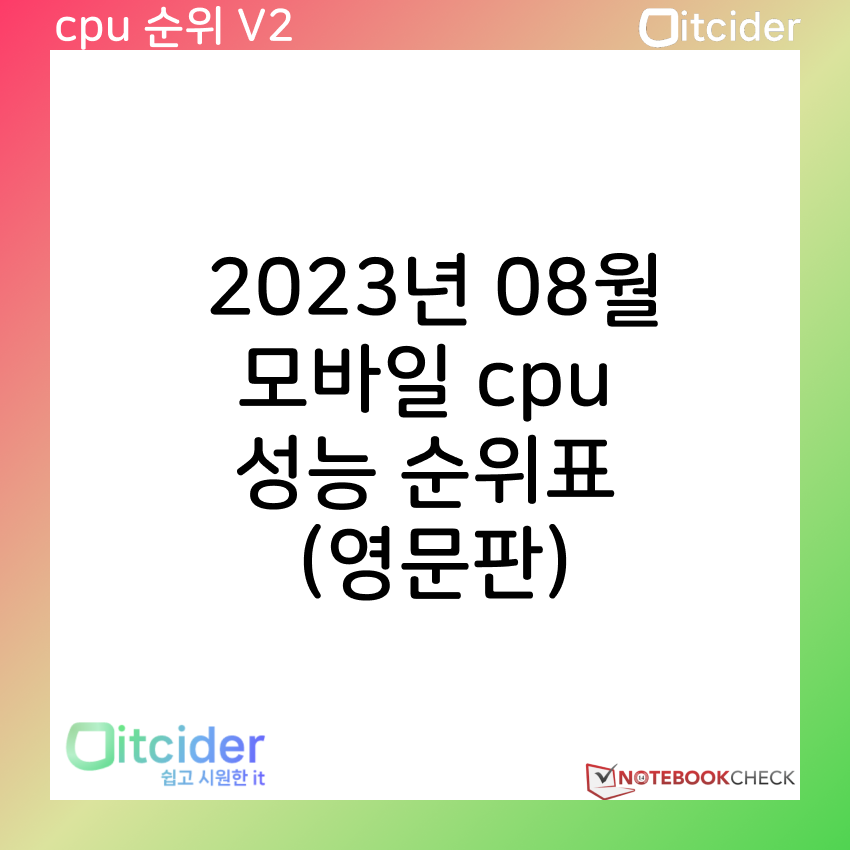 2023년 8월 최신 모바일 cpu 성능 순위 (영문판) 3