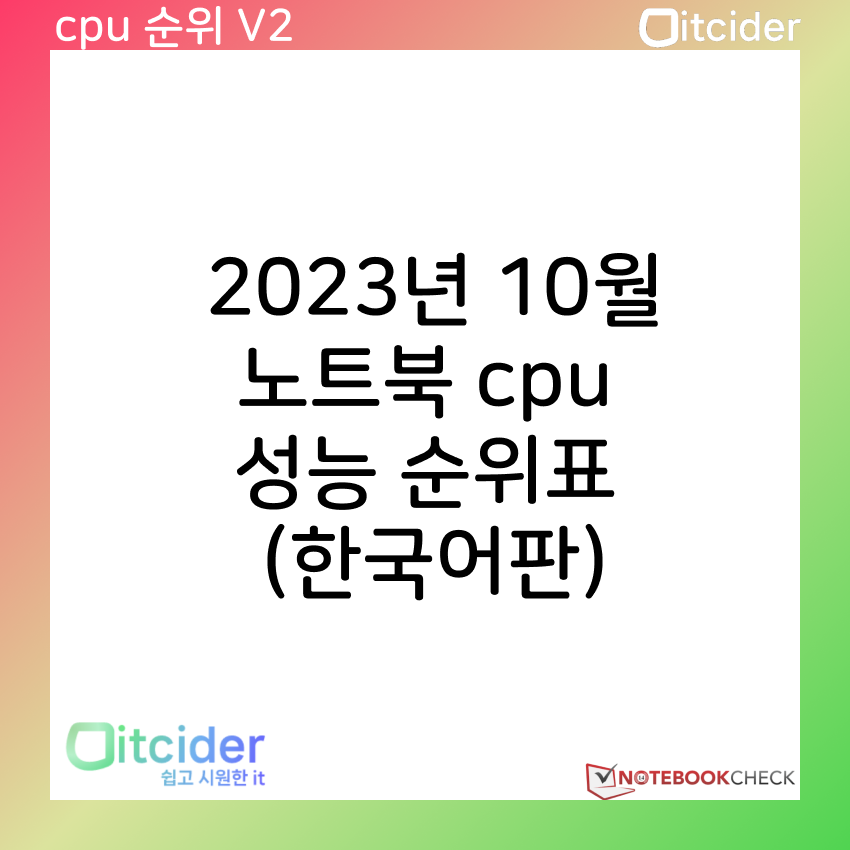 2023년 10월 최신 노트북 cpu 성능 순위 (한국어판) 3