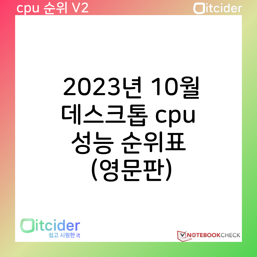 2023년 10월 최신 데스크톱 cpu 성능 순위 (영문판) 1
