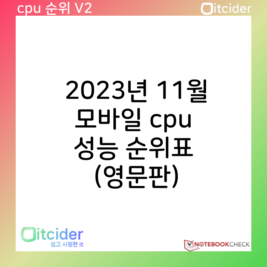 2023년 11월 최신 모바일 cpu 성능 순위 (영문판) 1